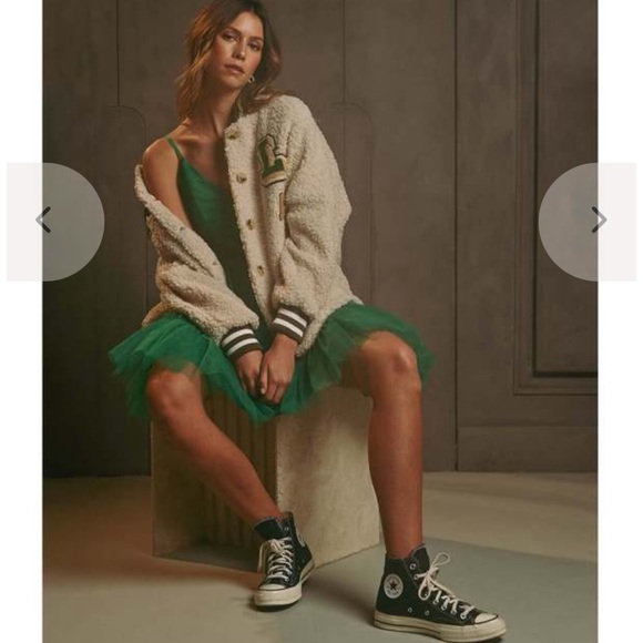 MABLE PARKER FLUFFY SHEARED
VARSITY JACKET - TAUPE S NWOT WINTER CASUAL SPORTY - Picture 9 of 11